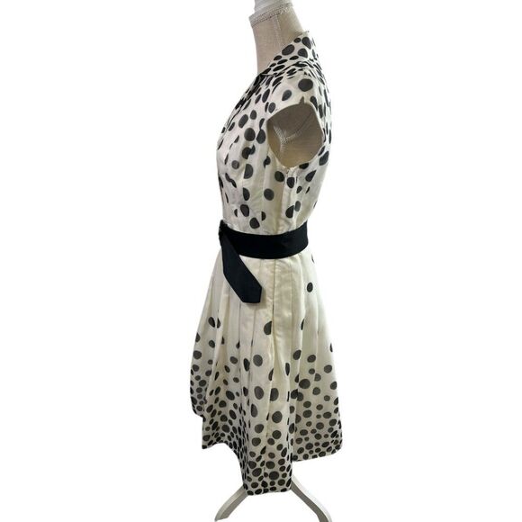 Kay Unger Polka Dot Silk Belted Dress Sz 8 Retro Classic Date Night - Picture 4 of 16